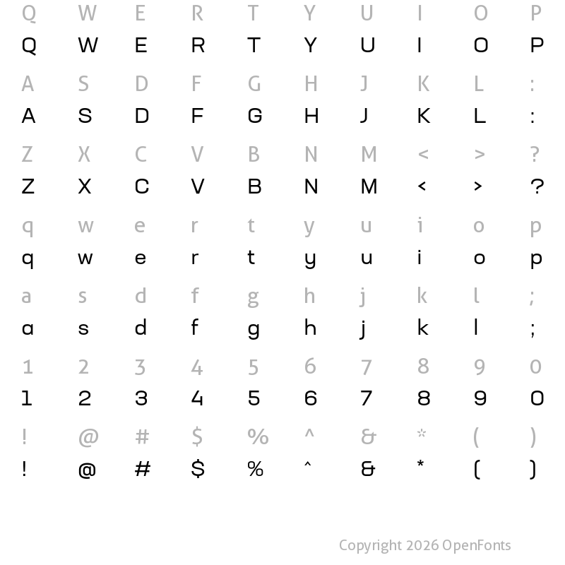 Character Map of Neusa Next Std Wide Regular