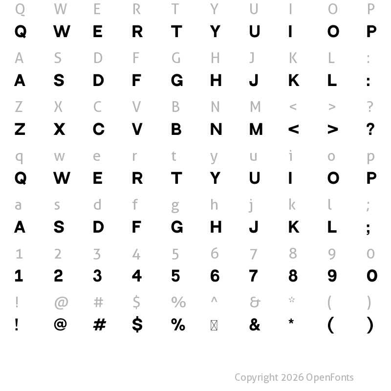 Character Map of Neutral Face Bold