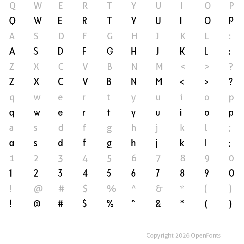 Character Map of NeverMind Display Condensed Medium