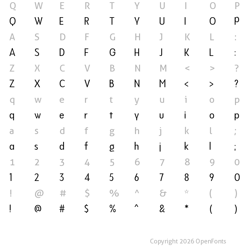 Character Map of NeverMind Display Condensed Regular