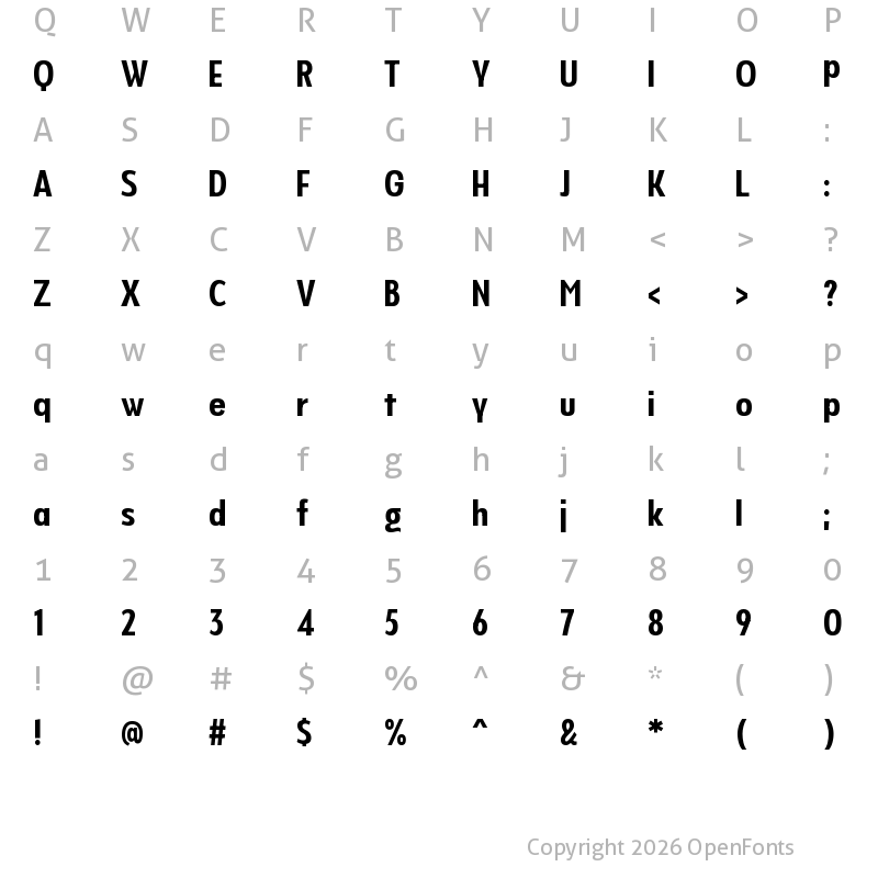 Character Map of NeverMind Display ExtraCondensed Bold