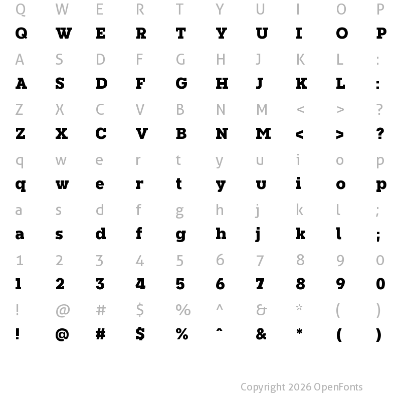Character Map of NeverMind Slab Heavy