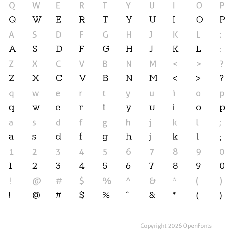 Character Map of NeverMind Slab Regular