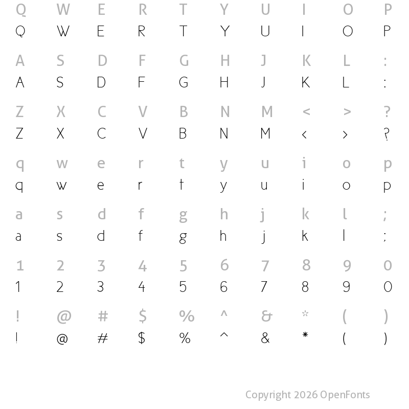 Character Map of New Cicle Fina