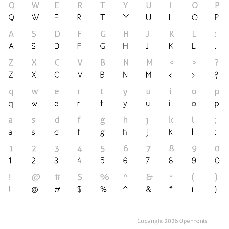 Character Map of New Cicle Semi