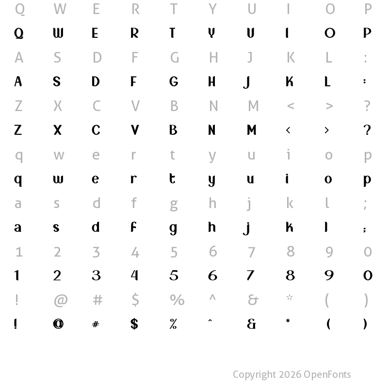 Character Map of New Crown Black_DEMO