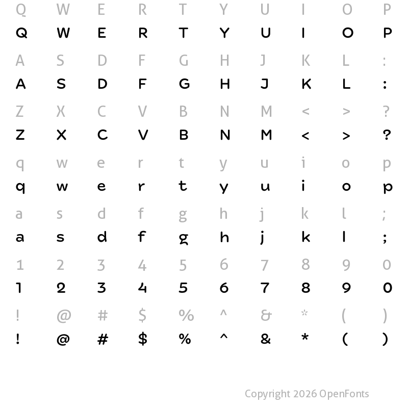 Character Map of New Farm Medium