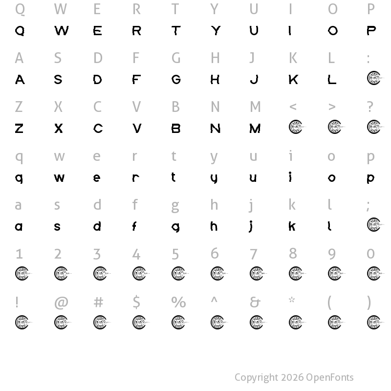Character Map of New Glitch Demo Regular