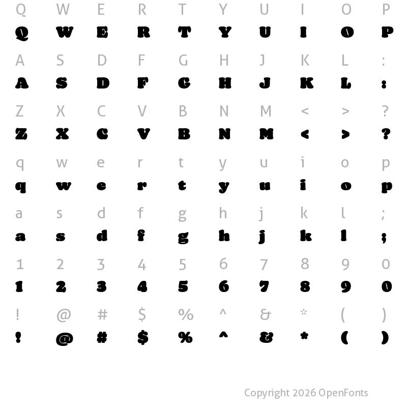Character Map of New Kansas Heavy