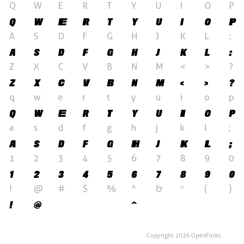 Character Map of New Machines DEMO Regular