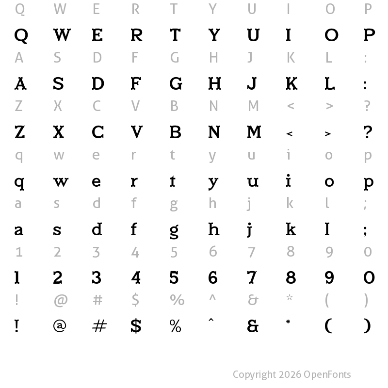 Character Map of New Marion Regular