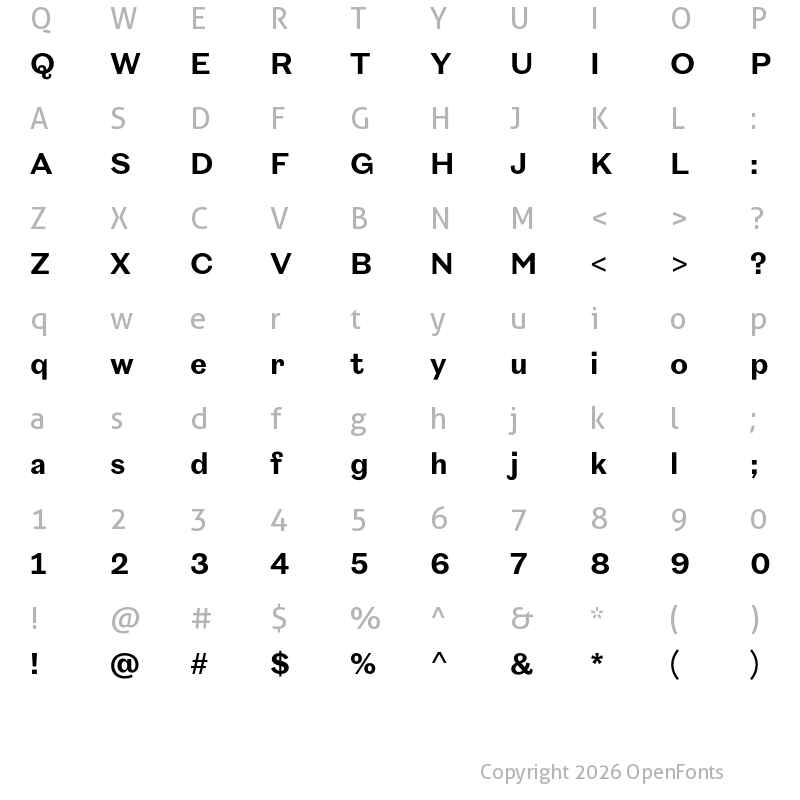 Character Map of New Reason SemiBold