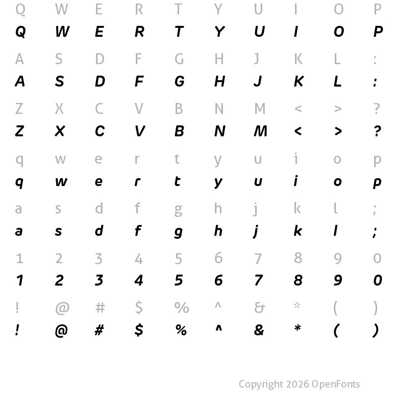 Character Map of New Rubrik Edge Bold Italic