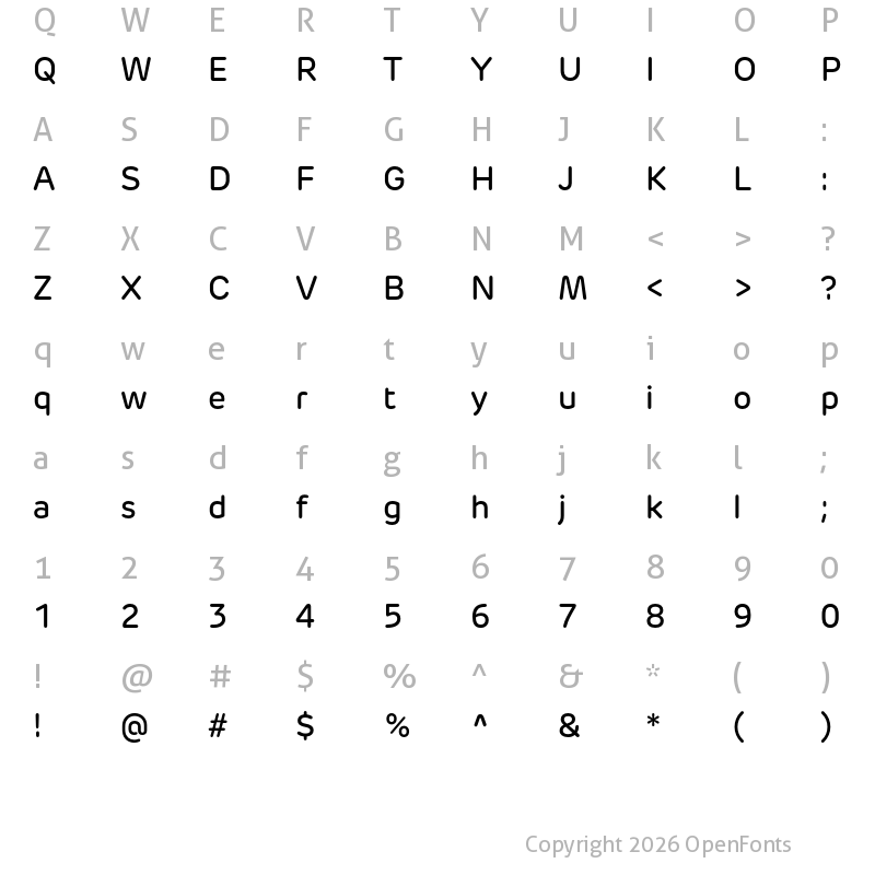 Character Map of New Rubrik Medium