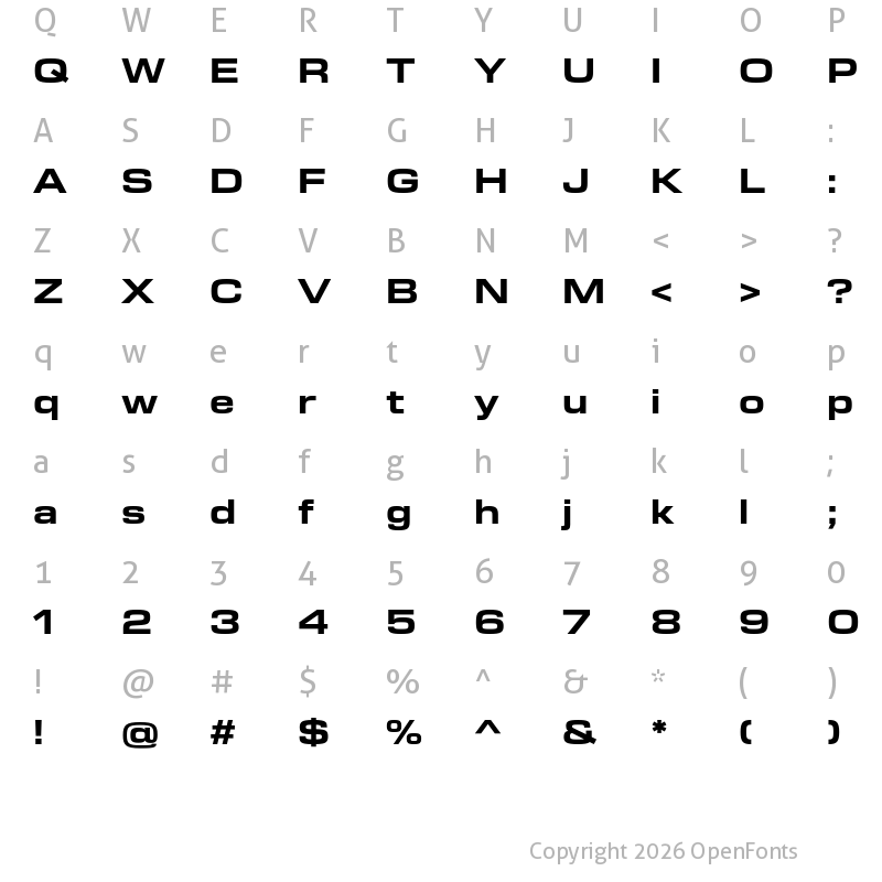 Character Map of New Science Bold Extended