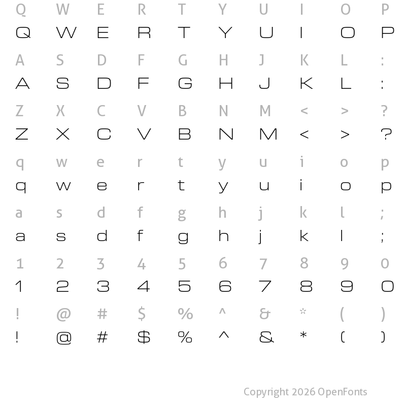 Character Map of New Science Light Extended