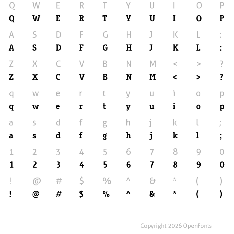 Character Map of New Telegraph Bold