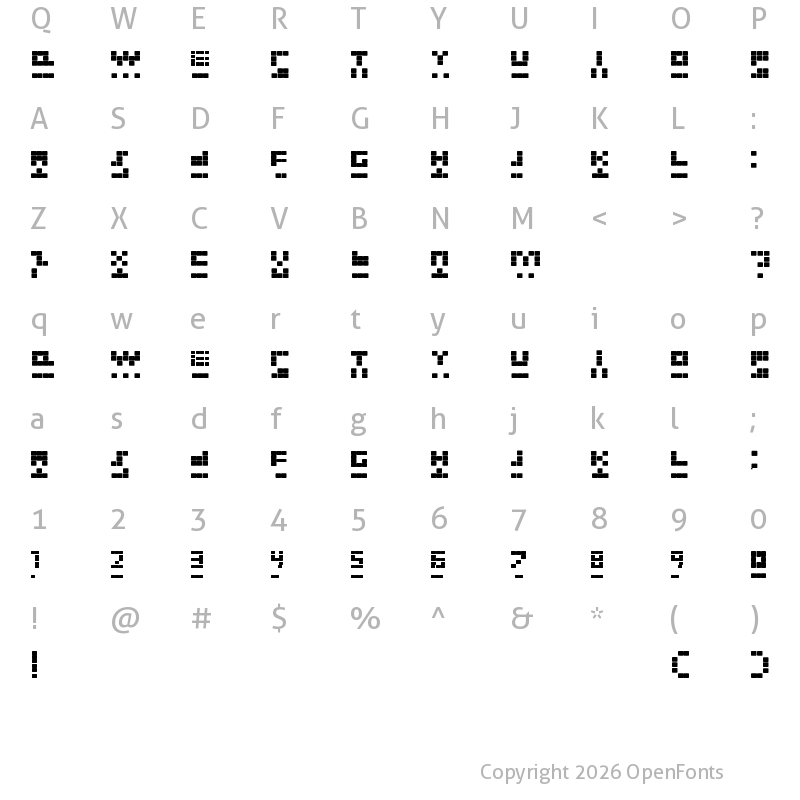 Character Map of NEW TETRIS Regular