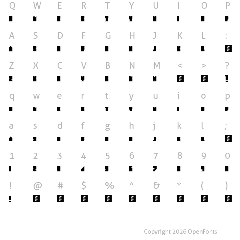 Character Map of New wave 2009 Regular