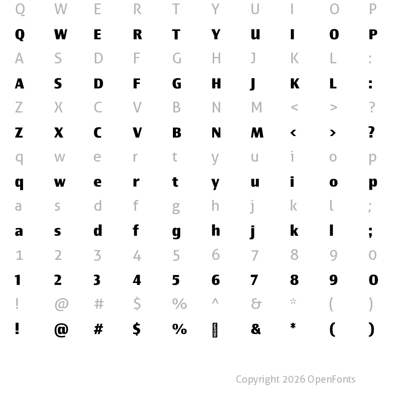 Character Map of Newbery Sans Pro Bold