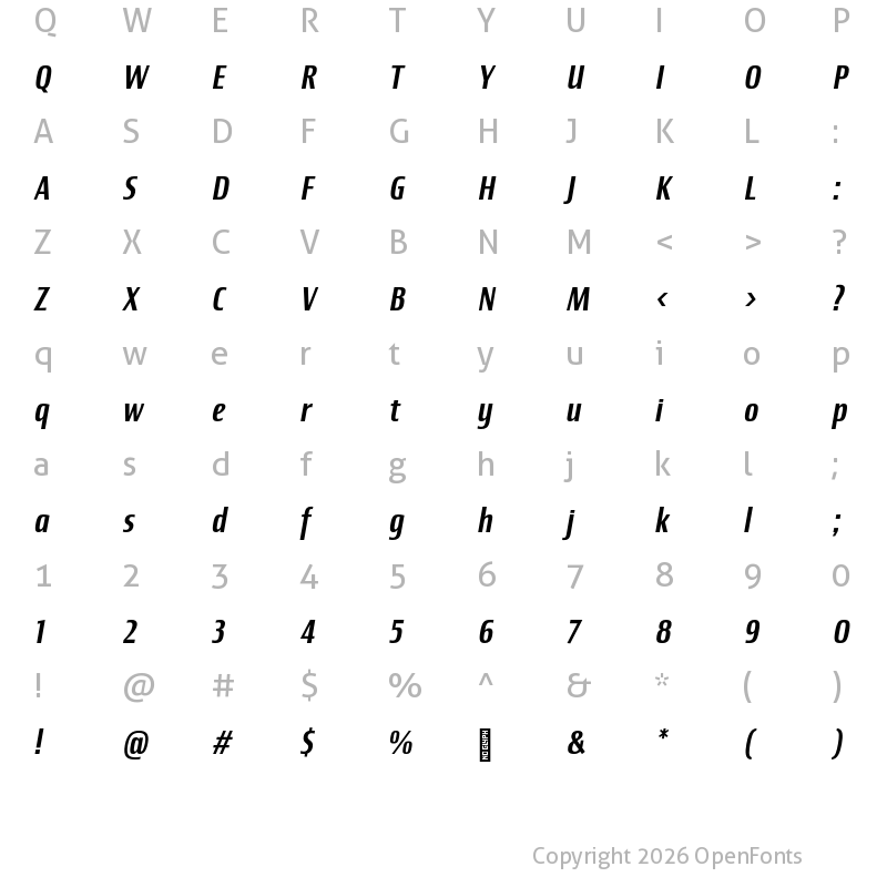 Character Map of Newbery Sans Pro Cd Medium It