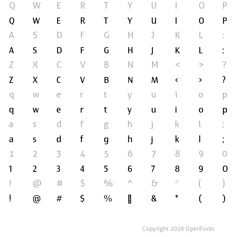 Character Map of Newbery Sans Pro Regular