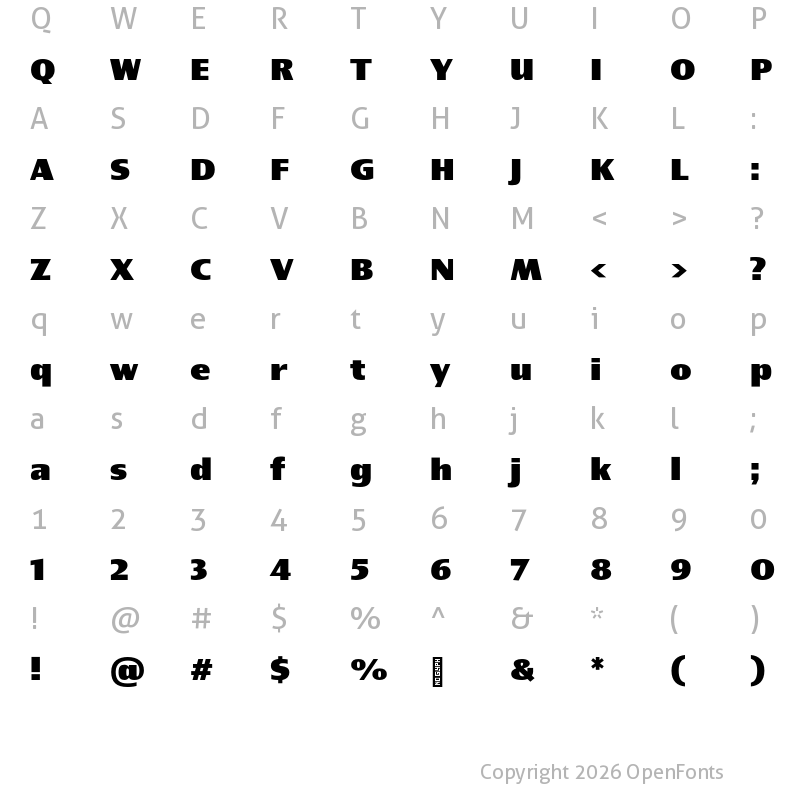 Character Map of Newbery Sans Pro Xp ExtraBold