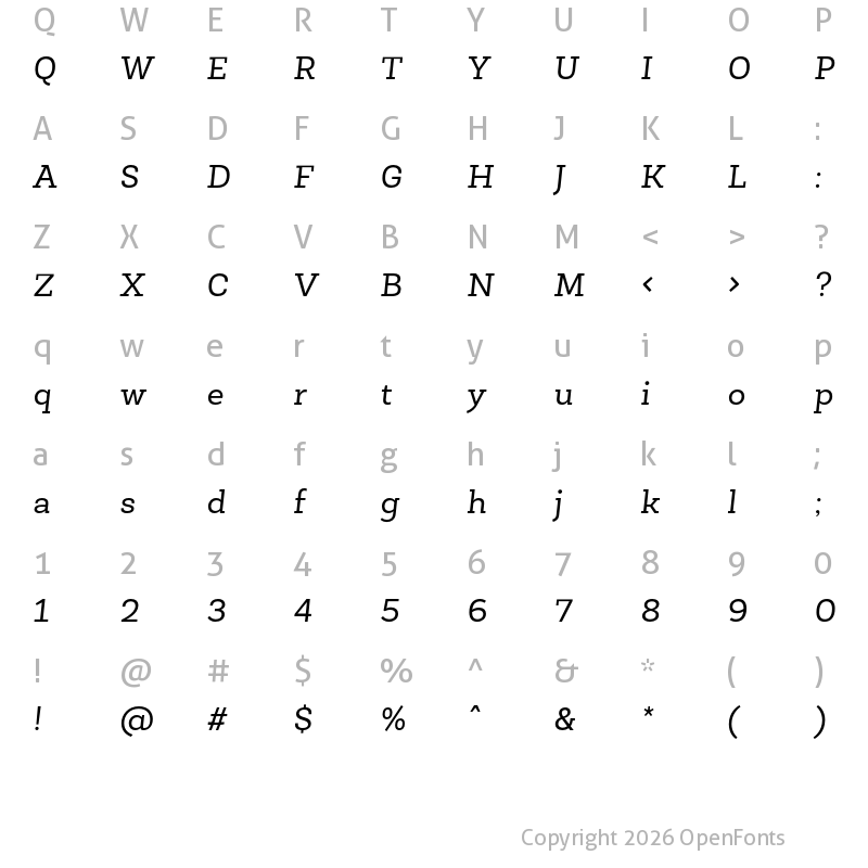 Character Map of Newslab Italic