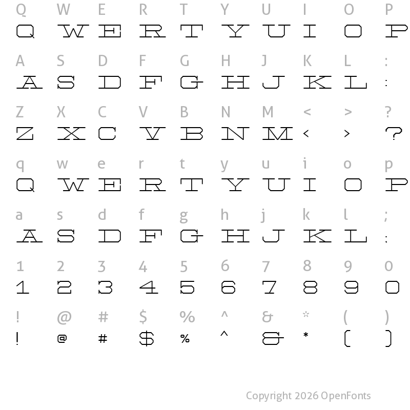 Character Map of NH Rail Light