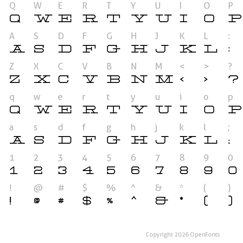 Character Map of NH Rail Regular