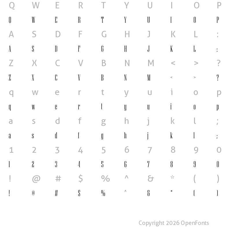 Character Map of Niagara Light