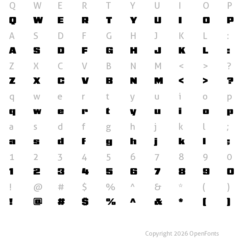 Character Map of Nickel Gothic Variable Regular