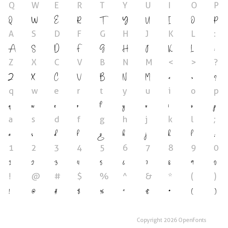 Character Map of Night Beauty Regular