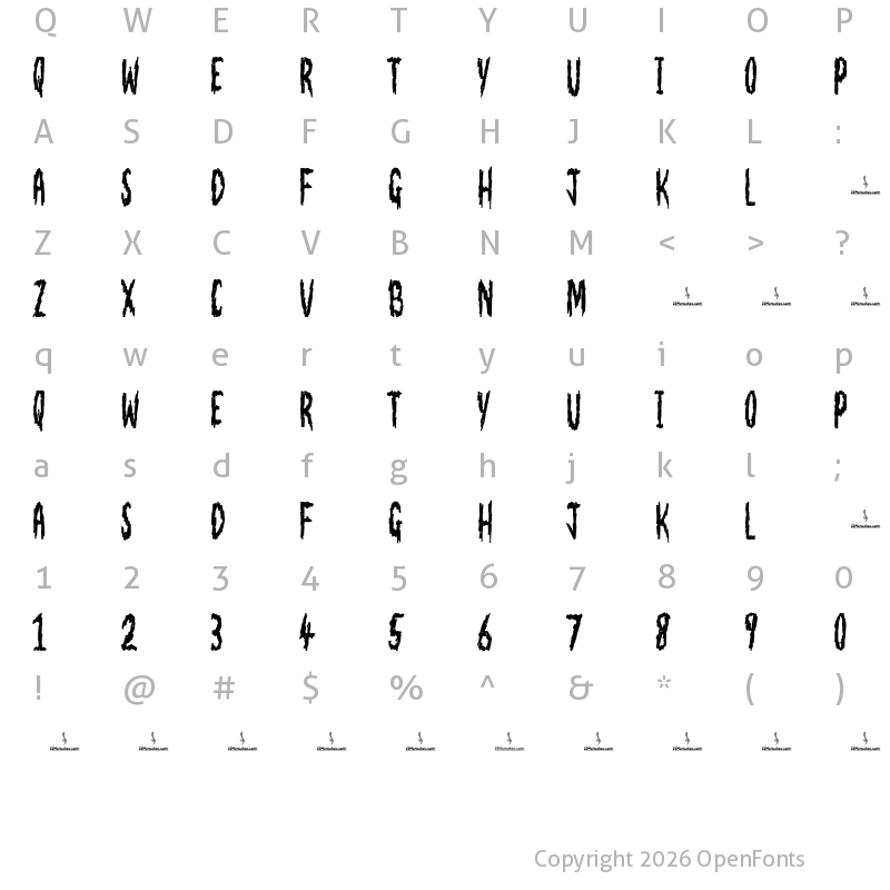 Character Map of Night Harm Personal Use Regular