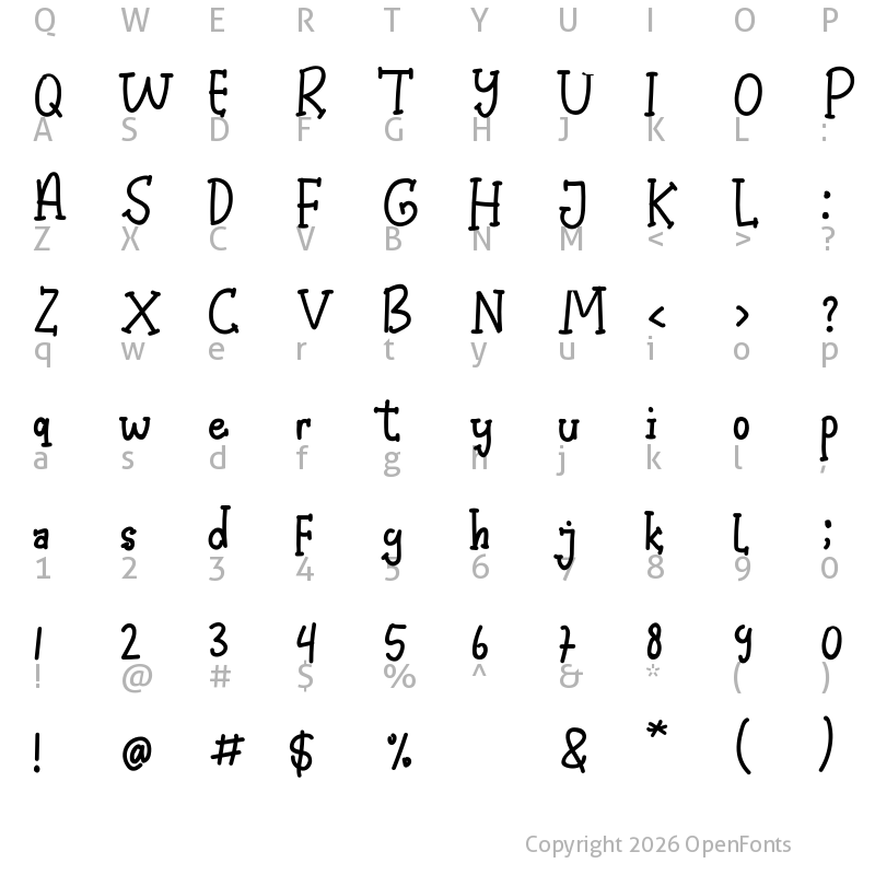 Character Map of Night Light Regular