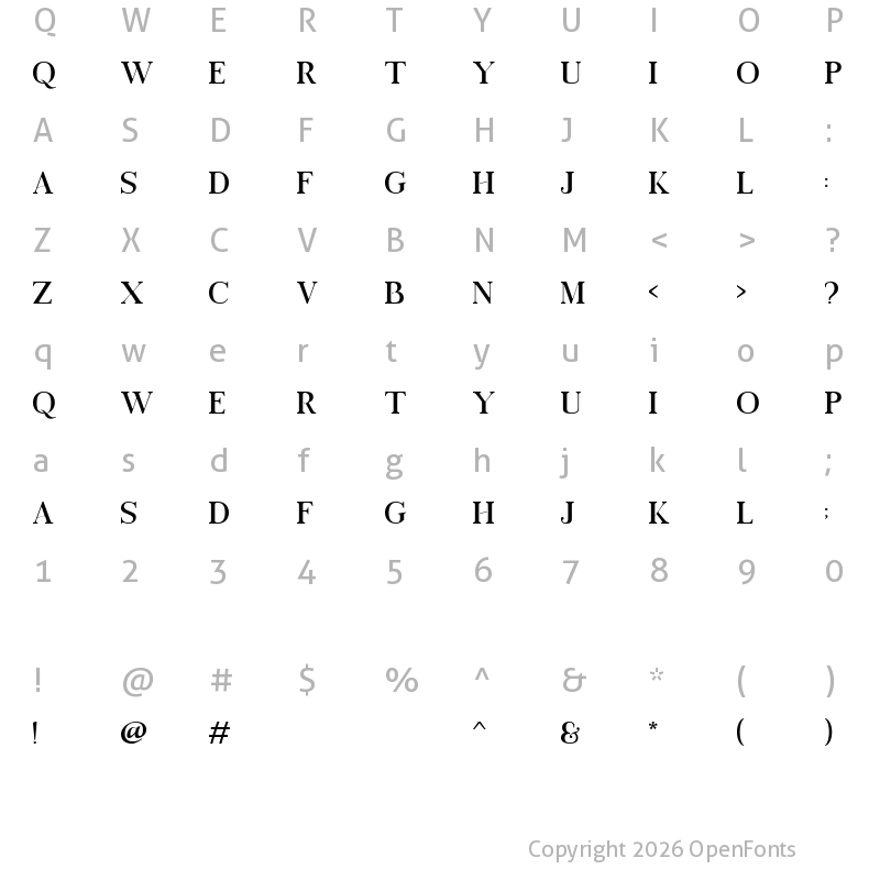 Character Map of Night Regular