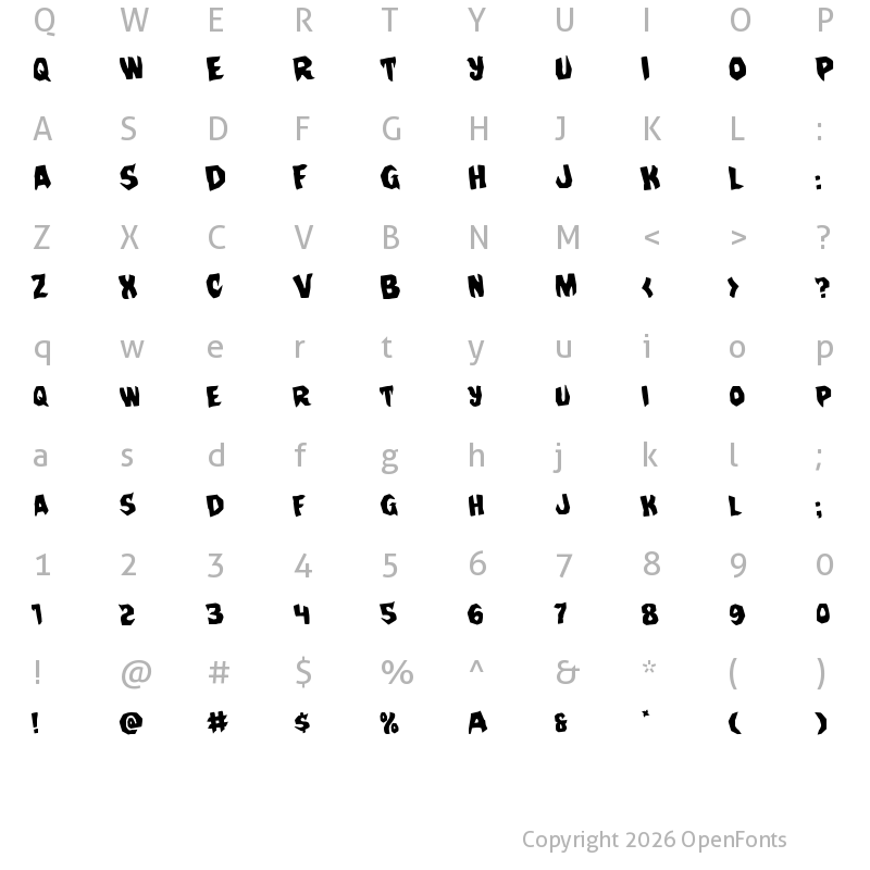 Character Map of Nightchilde Rotated Regular