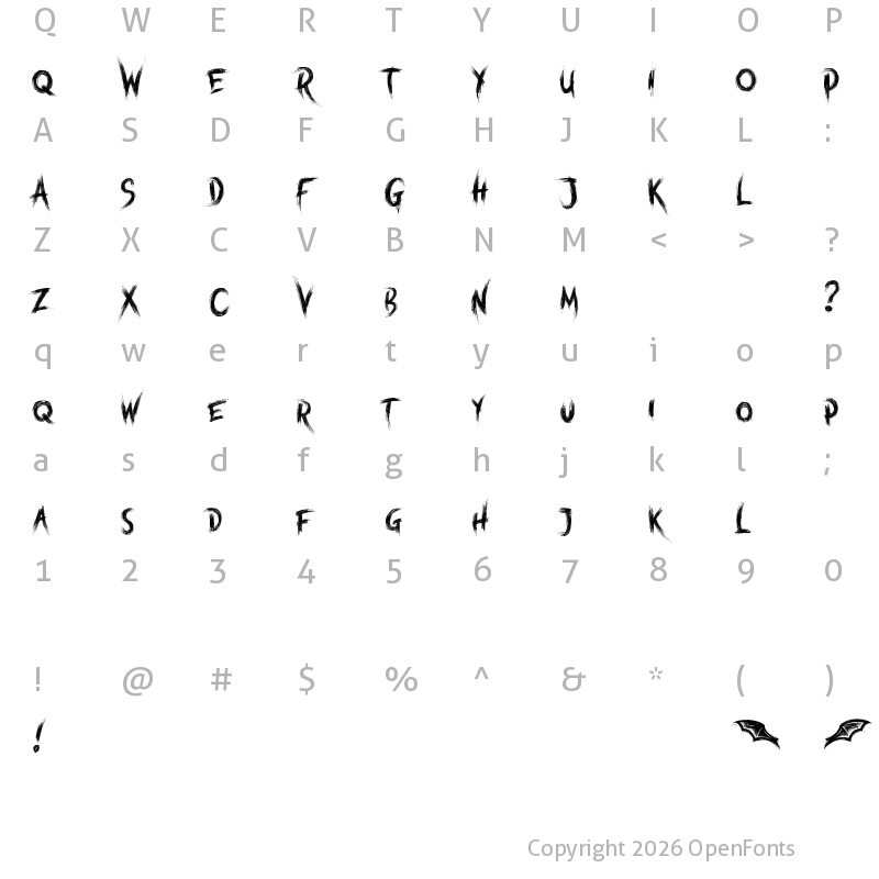 Character Map of Nightcore Demo Regular