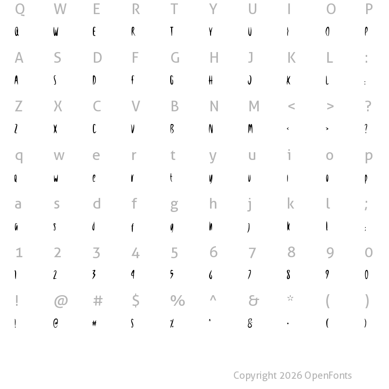 Character Map of NightForest Regular