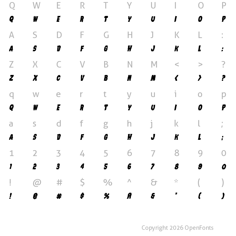 Character Map of Nightmare Alley Bold Italic Bold Italic