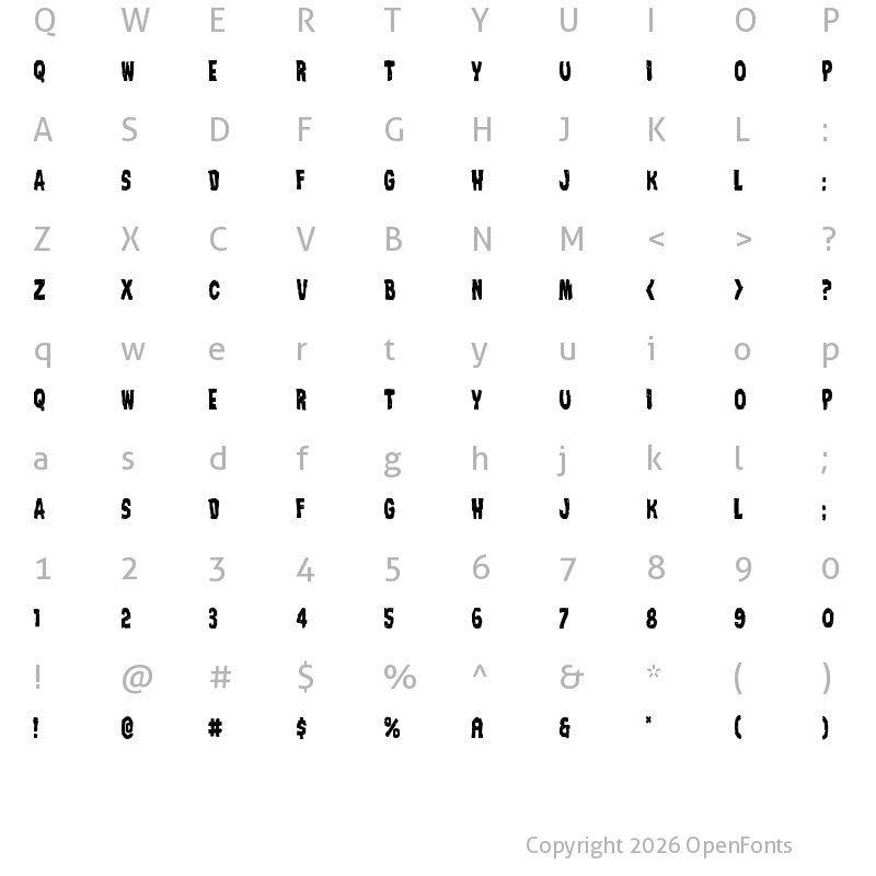 Character Map of Nightmare Alley Condensed Condensed