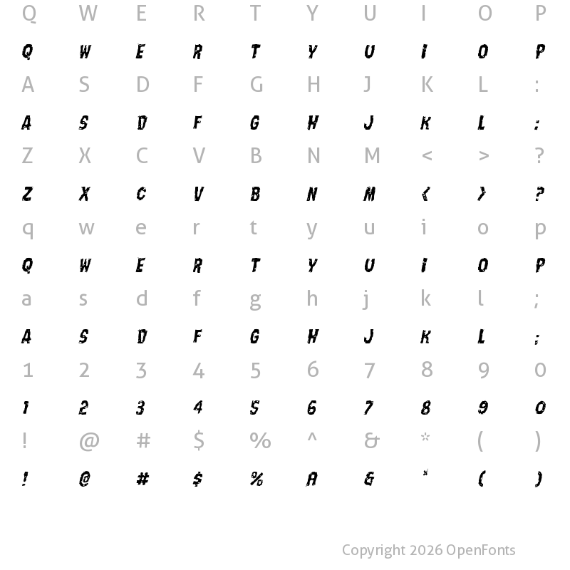 Character Map of Nightmare Alley Light Italic Light Italic