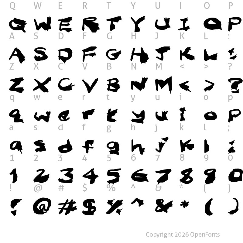 Character Map of Nightmare Ink Regular