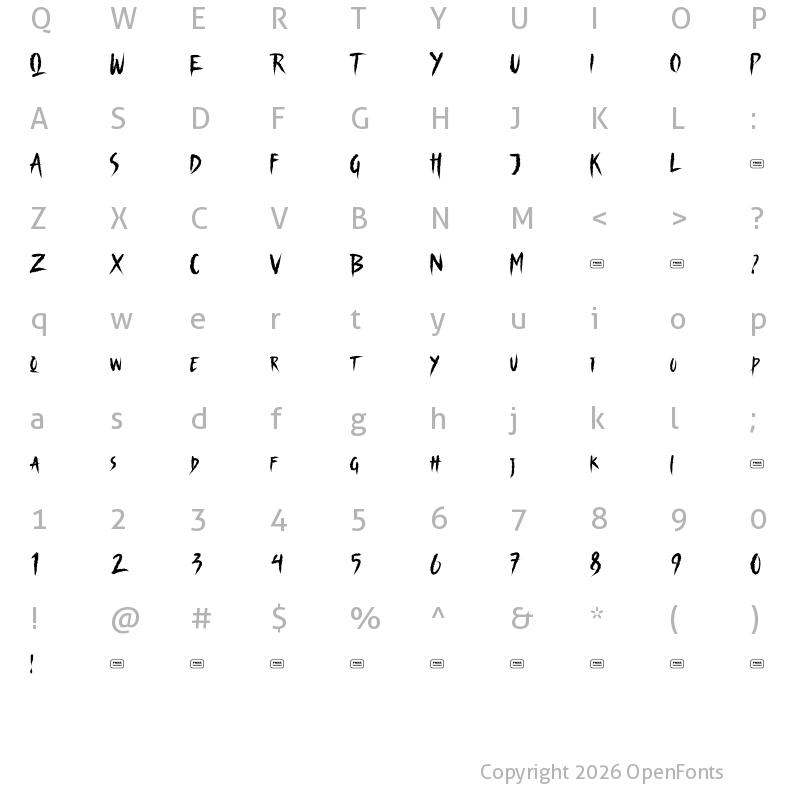 Character Map of Nightscary Free Trial Regular