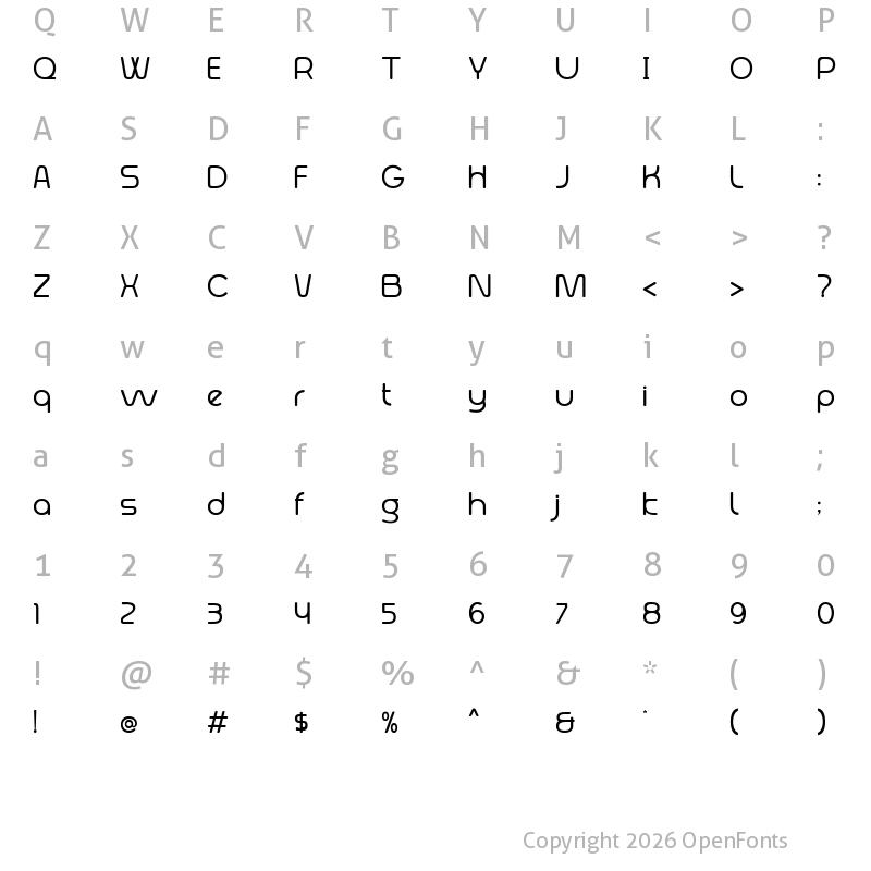 Character Map of Nikoovers Regular