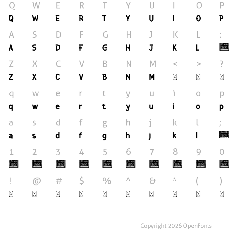 Character Map of Nimble Personal Use