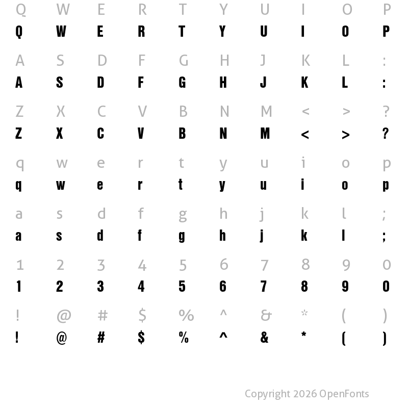 Character Map of Nimbus Sans Cond L Black