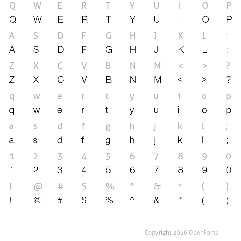Character Map of Nimbus Sans DV Light
