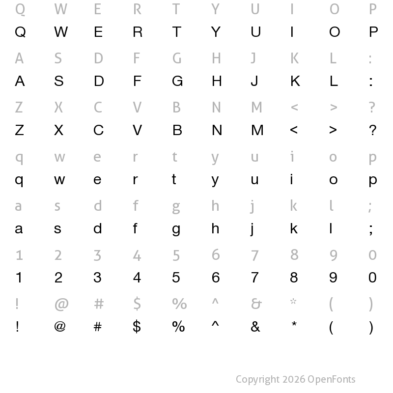 Character Map of Nimbus Sans DV Regular