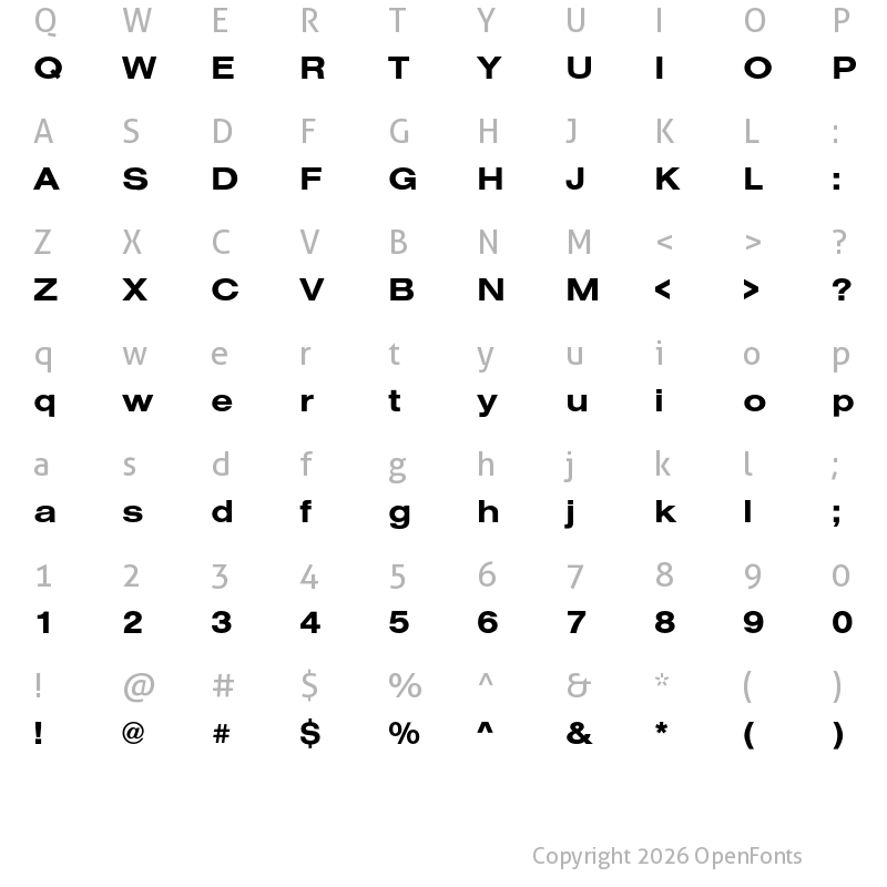 Character Map of Nimbus Sans Extd Bold